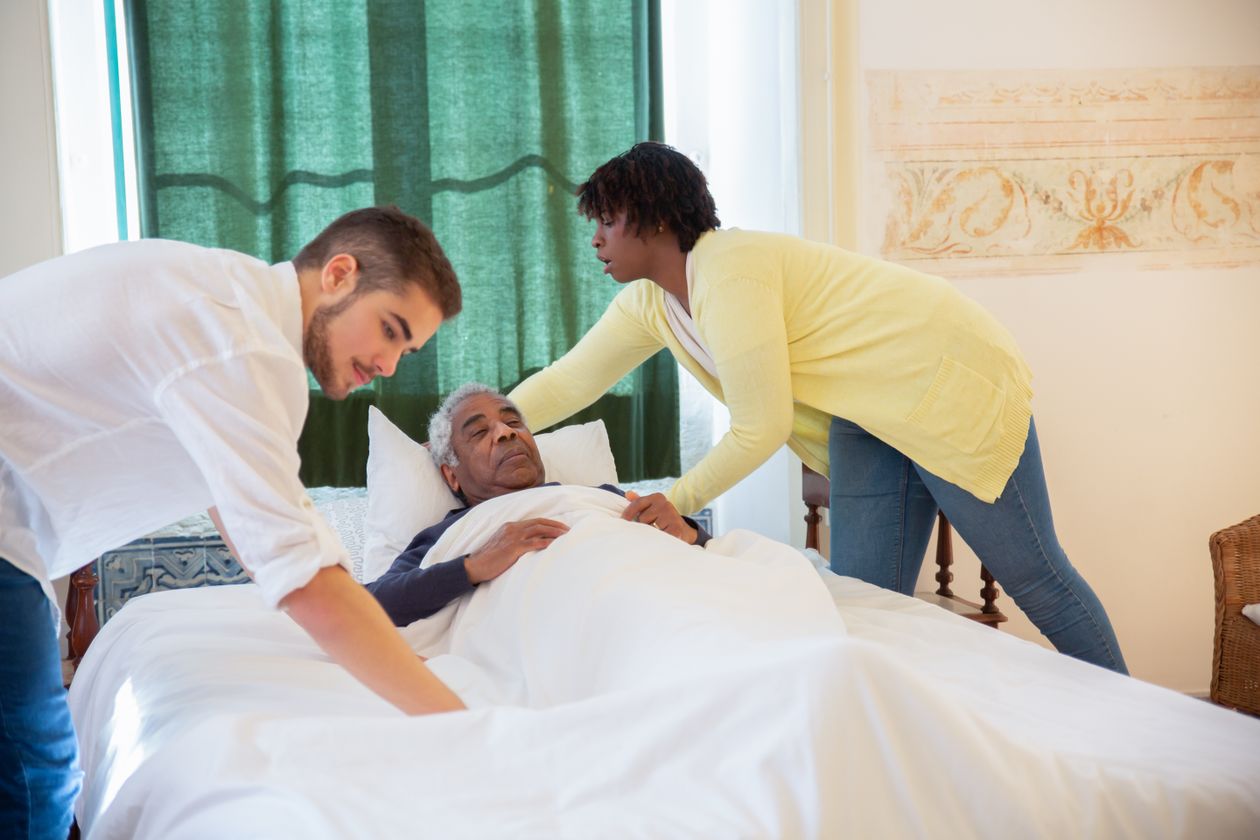 Caregiver checking in on a senior client at home in Teaneck, NJ